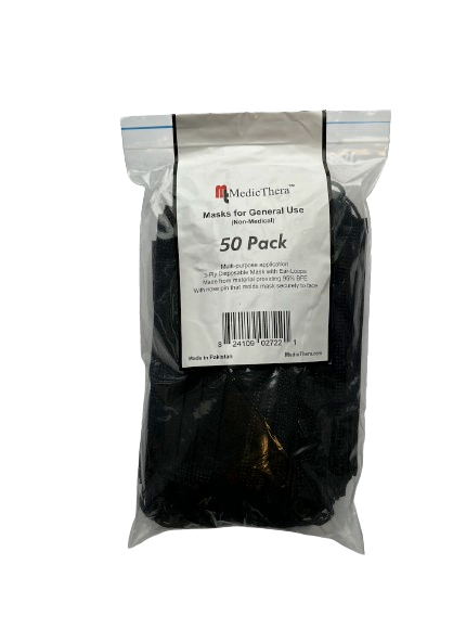 Black - Adult 3-Ply Disposable Face Masks (10-1,000 pack)
